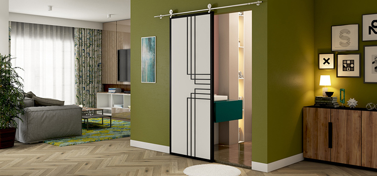 sliding bathroom door installation in Lennox